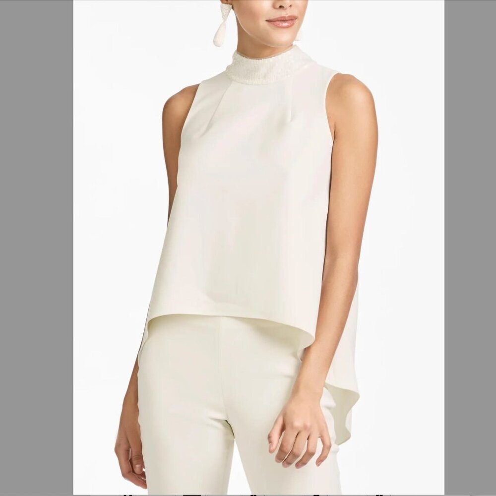 NWT Sachin + Babi "Keaton" Sequin Neck Sleeveless Blouse – Off-White – Small - Picture 9 of 10